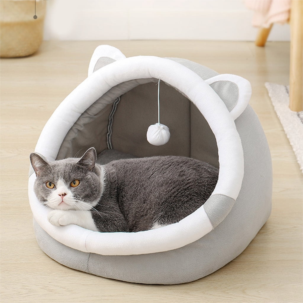 Zeiwohndc Cat Plush Bed Kitten Sleeping Bed Small Dog Bed Four Season Furry Cat Cushion