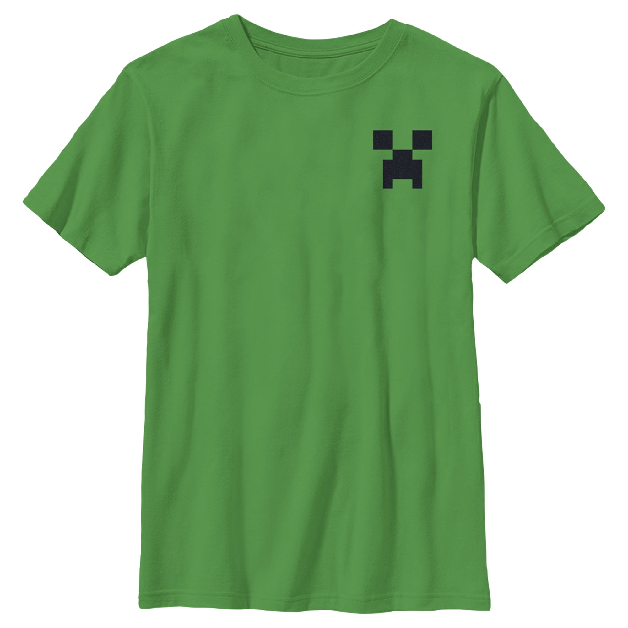 T-Shirt Garçon Minecraft Faux Poche Creeper - Kelly Vert - Très Grand