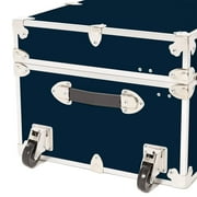Rhino Trunk & Case XXL Leather Embossed Vinyl Trunk with Removable Wheels, College, Home & Office Storage 36x18x18 (Navy Blue)