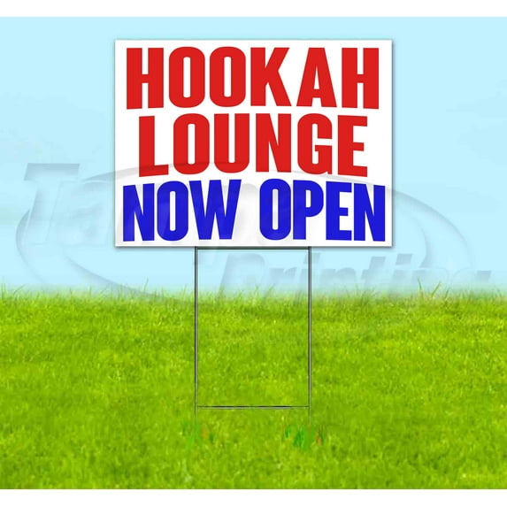 Hookah Lounge Now Open (18" x 24") Yard Sign, Includes Metal Step Stake