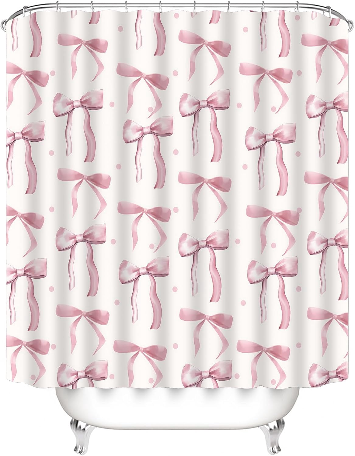 4Pcs Pink Shower Curtain Set Cute Bathroom Sets with Shower Curtain and Rugs and Accessories Aesthetic Bathroom Decor Set with 12 Hooks