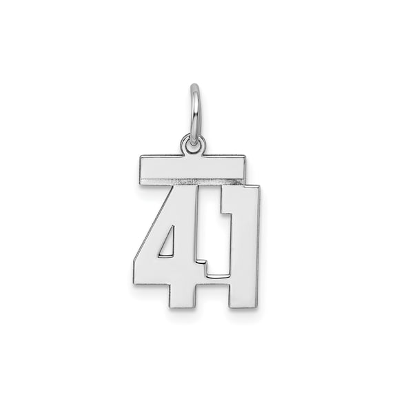 Sterling Silver 41 Pendant Necklace for Men and Women, Sporty Bold Number Charm, Polished Modern Commemorative Milestone Jewelry