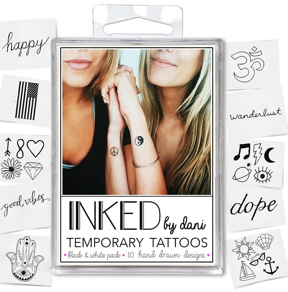 INKED by Dani Black and White Temporary Tattoo Pack - Walmart.com