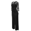 thumbnail image 3 of 2 Piece Outfit for Women,Women Two Piece Set Lace Jumpsuit Three Quarter Sleeve Party And Evening Casual Jumpsuit, 3 of 5