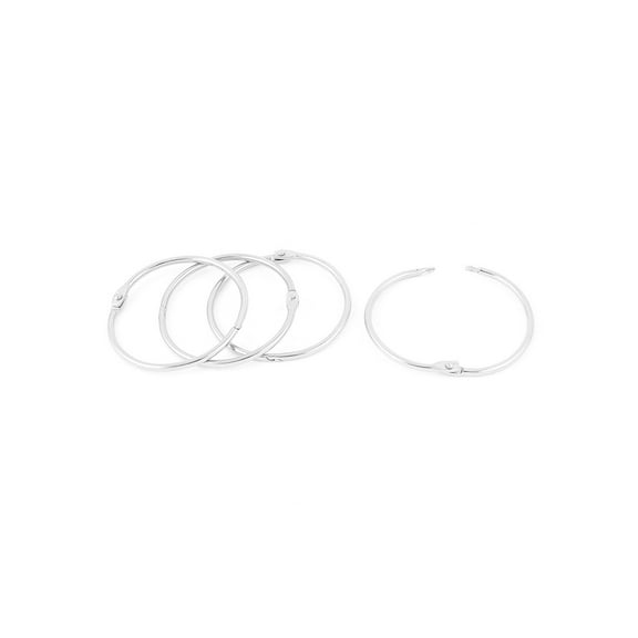 Unique Bargains 4pcs 50mm Inner Dia Silver Tone Metal Snap Ring Round Keyring Keychain Key Chain