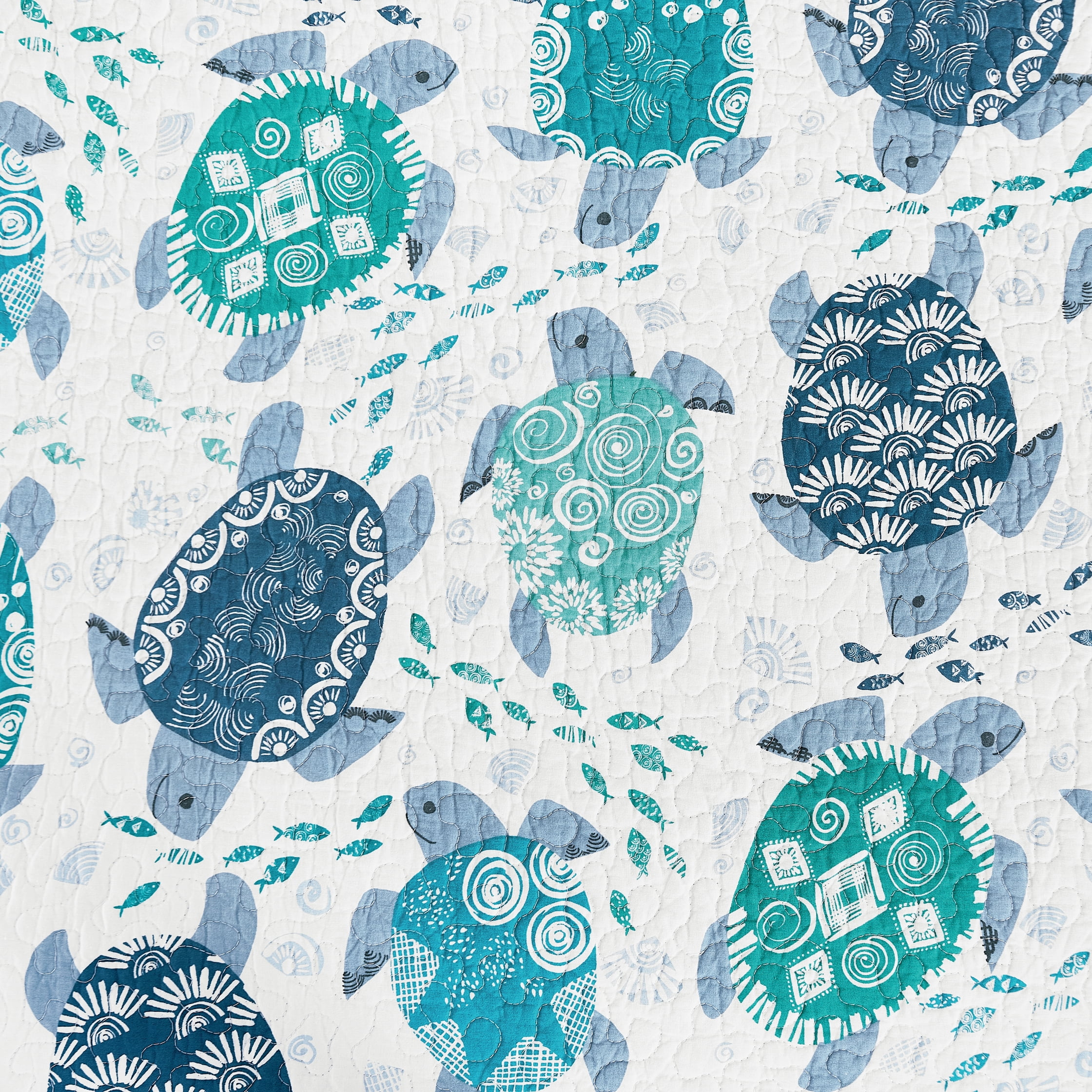 Turtle Bay Round Quilted Cotton Placemats Set of 6, 17"