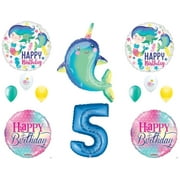 C & S PARTY SUPPLY Narwhal and Mermaid 5th Birthday Party Balloons Decoration Supplies Ocean Whale