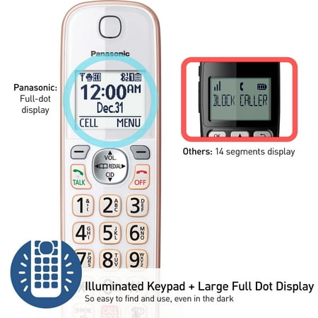 Panasonic - KX-TGD862G Link2Cell DECT 6.0 Expandable Cordless Phone System with Digital Answering System - White/Rose Gold