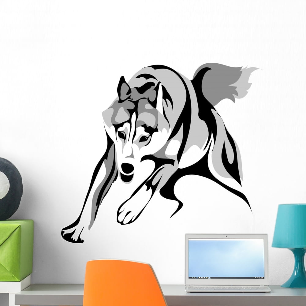 Vector Stylized Wolf Wall Mural Decal by Wallmonkeys Vinyl Peel and