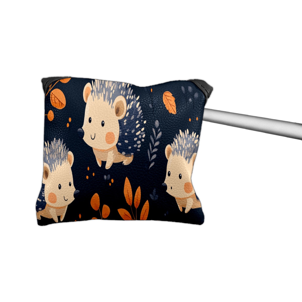 Golf Mallet Putter Cover Premium Leather Waterproof Golf Putter Head Cover with Magnetic Closure Dark Hedgehog