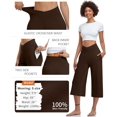 thumbnail image 4 of MLDRA Womens Capri Pants Wide Leg Yoga Sweatpants Crossover High Waist Workout Work Dress Pant Flare Leggings with Pockets for Summer Brown, 4 of 5
