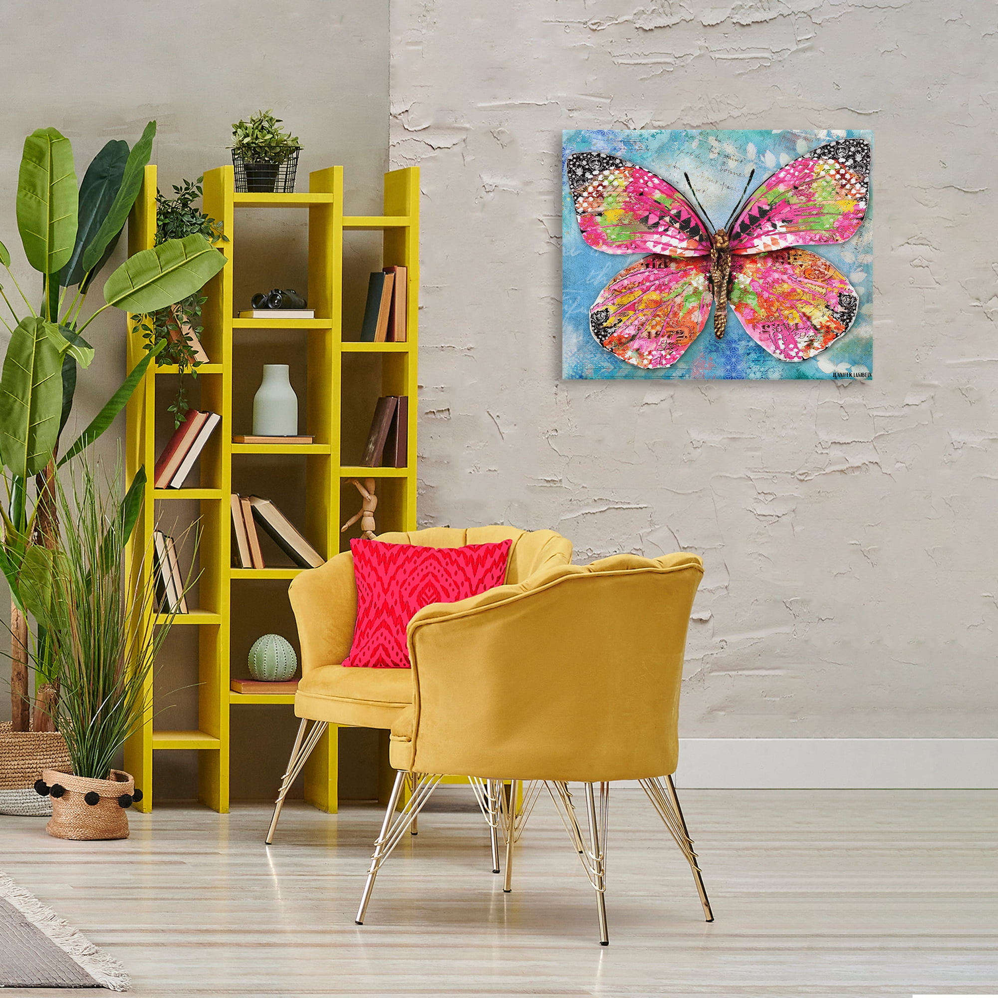 Stupell Industries Wonderland Butterfly Pattern Animals Painting Wrapped Canvas Art Print Wall Art, 30 x 24