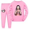 thumbnail image 1 of Conjunto de pijamas de dibujos animados para niños y niñas, ropa de dormir informal de manga larga, con diseño de Demon Slayer, para primavera, 1 of 4