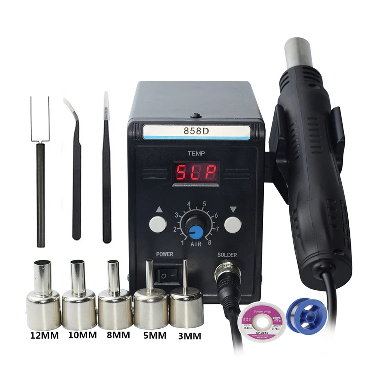 Eruntop 858D Hot Air Gun Station Digital Soldering Iron  BGA Rework Station Heat Gun Welding Machine ,Variable Temperature