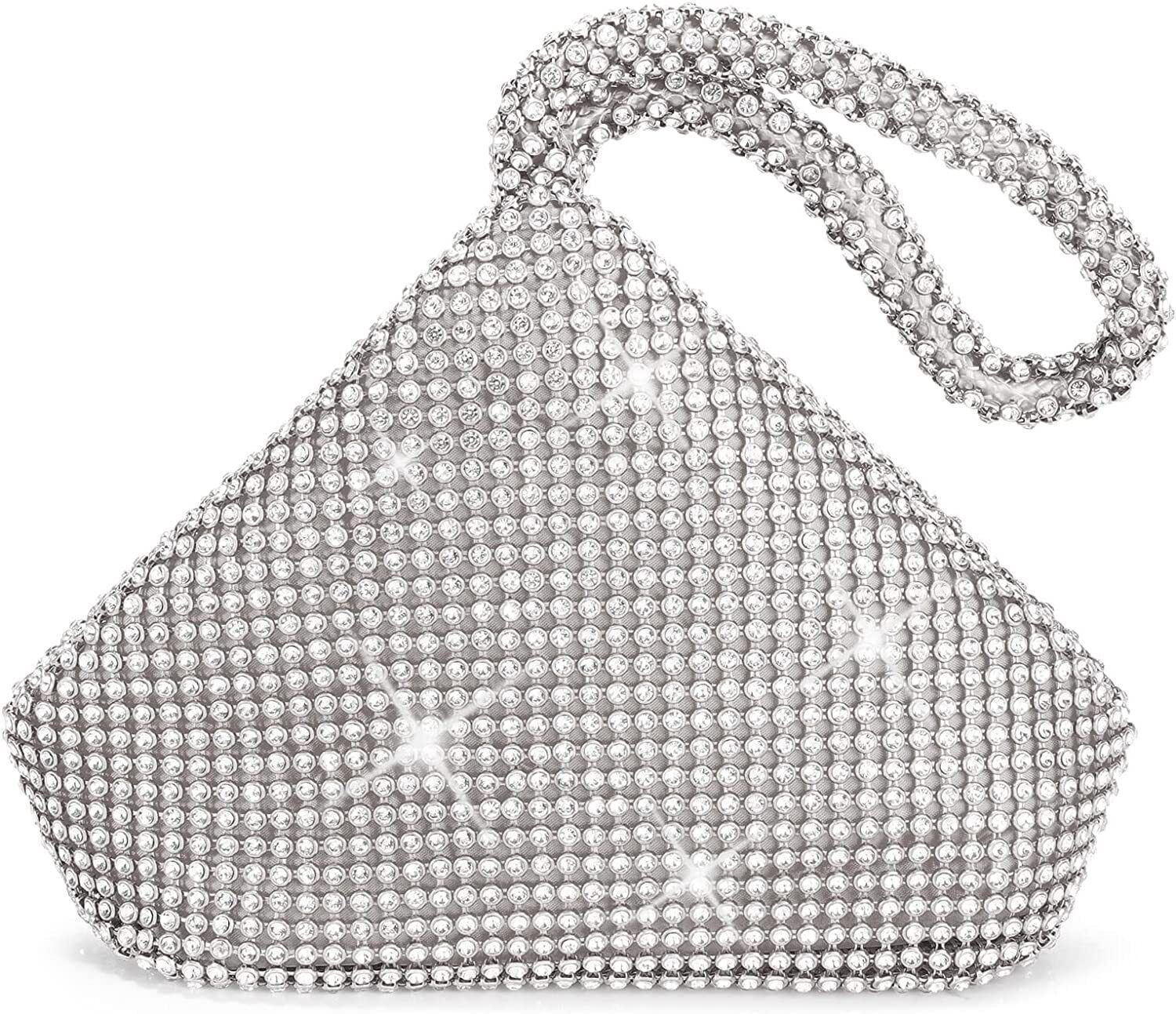 Unique Clasp Silver Diamante Crystal Diamond Evening Bag Clutch Purse Party  Bridal Prom | Fruugo TR