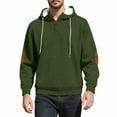 thumbnail image 2 of WMTBSRSW Men's Fashion Texture Hoodies Fall Long Sleeve Button Drawstring Sweathirts Patchwork Vintage Long Sleeve Pullover with Hood Army Green XXXL, 2 of 5