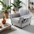 thumbnail image 2 of Sofa Couch Armrest Cover, Headrest Cover for Recliner Gaming Chair Cover, Armchair Slipcover with 12 Pockets, Nonslip Quilted Furniture Protector for Pets Leather Sofa Couch (Light Gray, 35"), 2 of 8