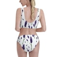 thumbnail image 3 of Fotbe Lavender Flowers Women's High Waisted Bikini Tankini Sets Two Piece Bathing Suits High Cut Scoop Neck Swimsuit-Large, 3 of 8