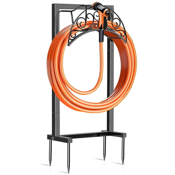 LOVFEN Garden Hose Holder, Super Stable Water Hose Holders Stand Holds 150ft Hose, Detachable Freestanding Hose Storage Hanger Rack for Outside Yard Lawn Farm,