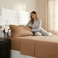 thumbnail image 4 of I DO Cal King Size Natural Bed Sheet Set, Long-Staple Combed Cotton Sheets, Extra Deep Pocket, Fade Resistant Hypoallergenic Pillowcase & Bedding Set, 4 of 6