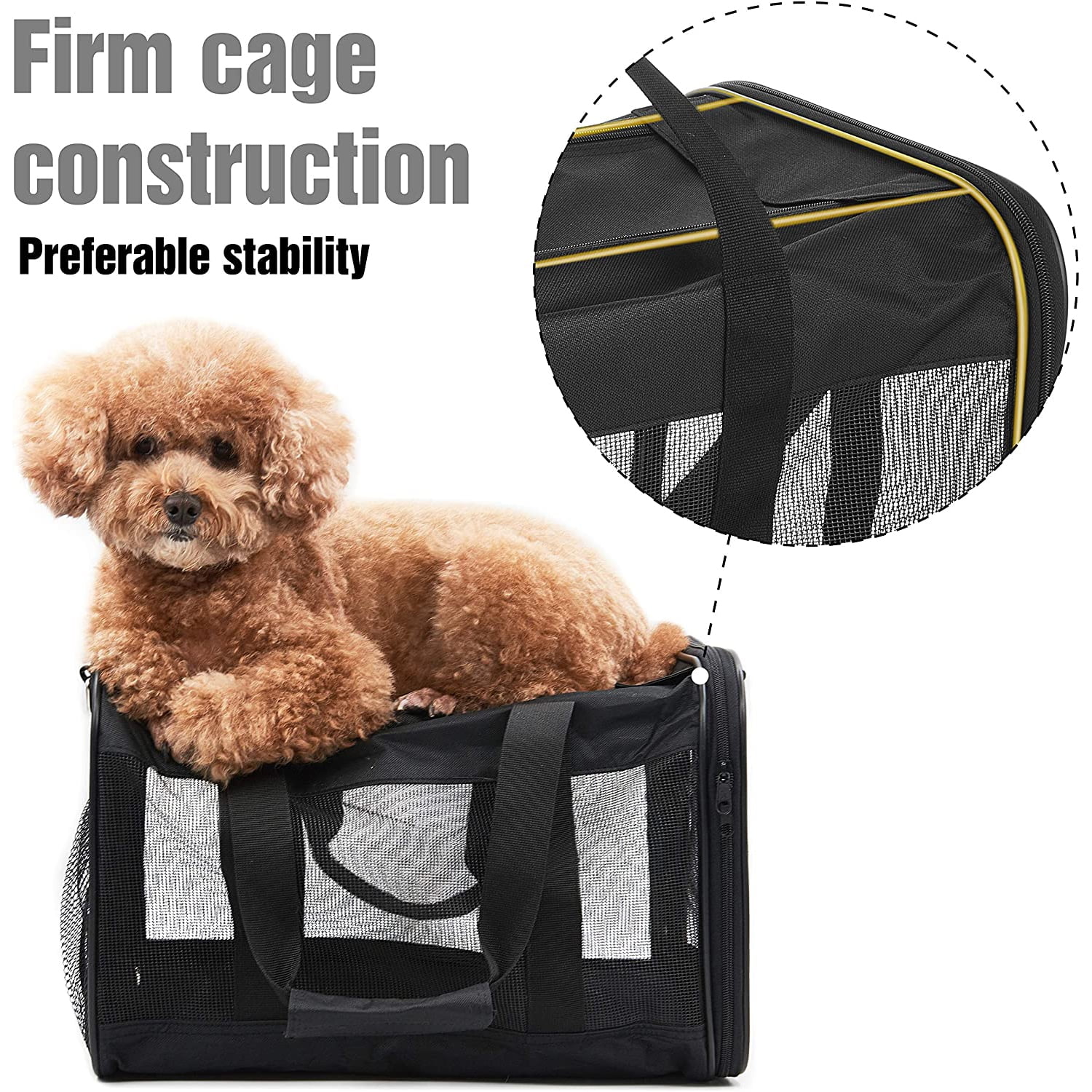 Pefilos 17" Airline Approved Soft-Sided Mesh Pet Travel Carrier for Cats, Small Dogs, Kittens or Puppies, Black Pefilos 17" Airline Approved Soft-Sided Mesh Pet Travel Carrier for Cats, Small Dogs, Kittens or Puppies, Black