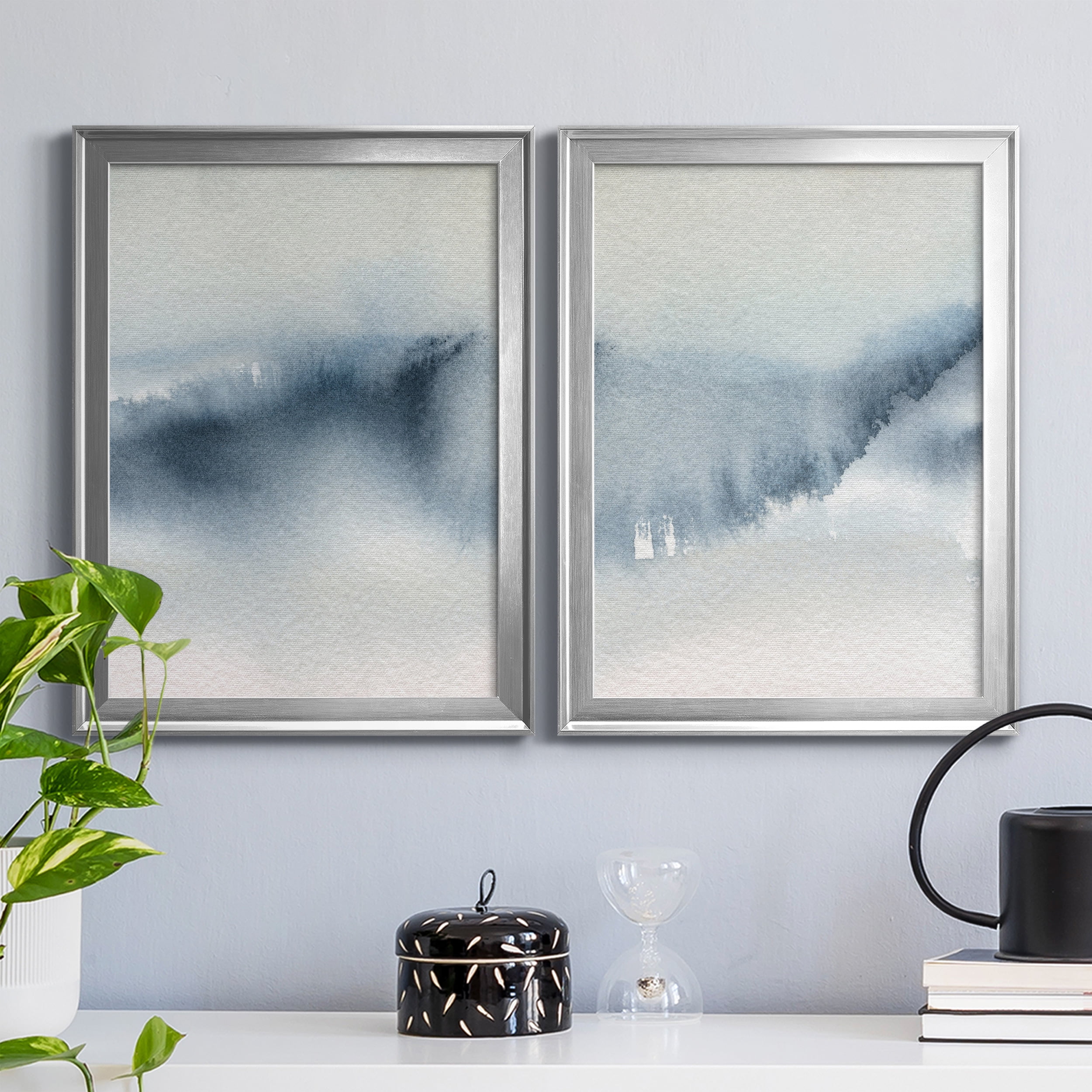 2 Piece Set Summer Rain I Premium Framed Canvas - Ready to Hang - 22.5 x 30.5 Each - Silver Frame