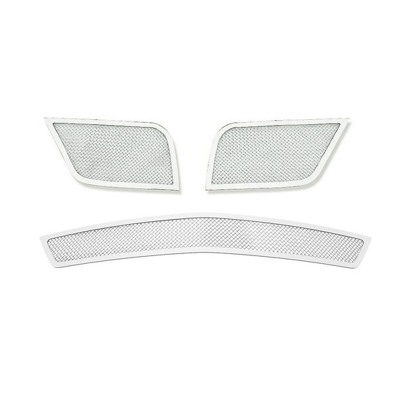 APS Compatible with Lincoln MKS 2009-2010 Main Upper Lower Bumper Stainless Steel Chrome Mesh Front Grill Grille Insert Combo L71016T