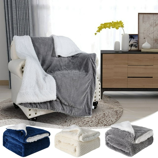 Fiudx Manta de Lana de Cordero, Diseño de Franela de Doble Grosor, Suave Terciopelo, Cálida y Acogedora para Sofá o Cama, Decoración Elegante para Sala de Estar o Dormitorio, Comodidad Invernal, Tama