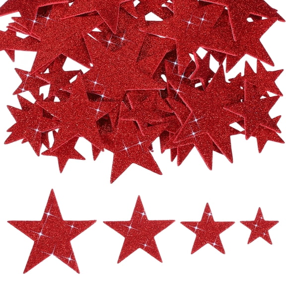 Star Foam Stickers, 140Pcs EVA Self Adhesive Glitters Foam Shape Sticker Craft Supplies for Scrapbook Card DIY Making Home Decor, Red