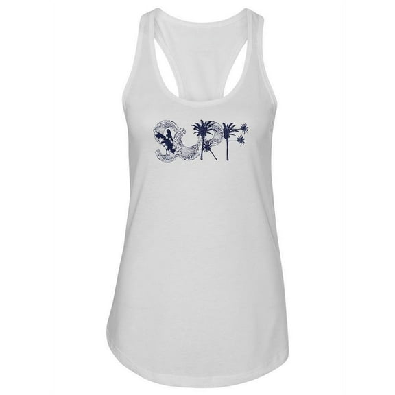 Wave And Palms Surf Text Tank Women -Image by Shutterstock, Female x-Large