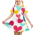 thumbnail image 6 of Summer Savings Clearance 2025! THDHVS Baby Girl Dress,Dress for Girls,Kids Girl Summer Casual Short Sleeve Crew Neck Mid Length Skirt Fashion Heart Print Dress Hot Pink 6-7 Years, 6 of 7