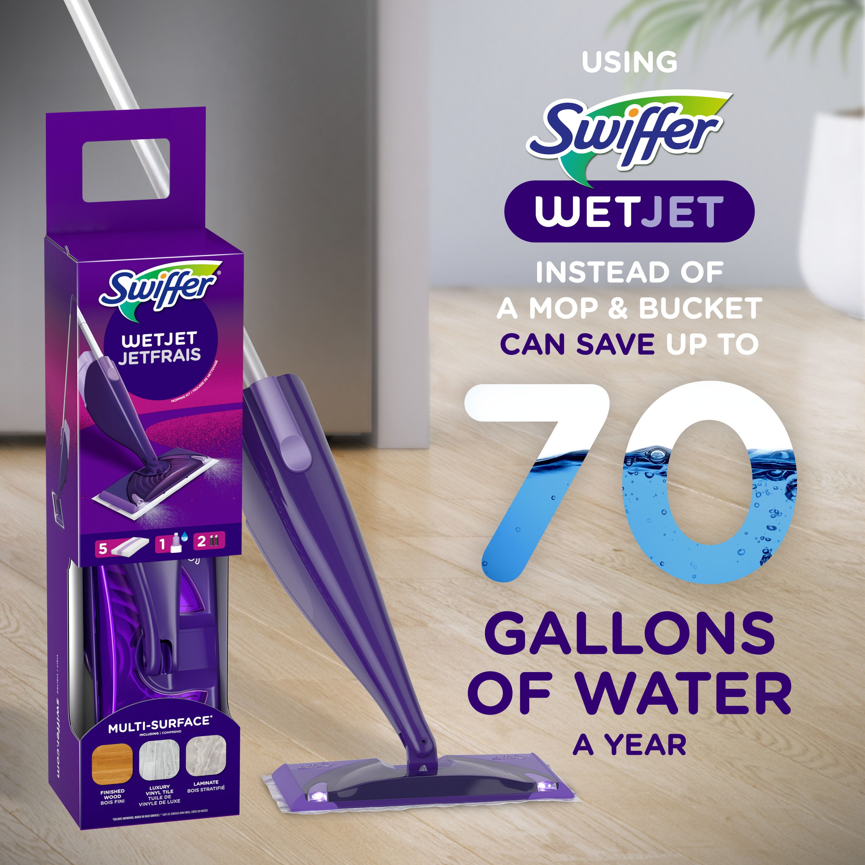 Swiffer WetJet with The Power of Dawn Floor Cleaner, Fresh Scent each, 2.5L