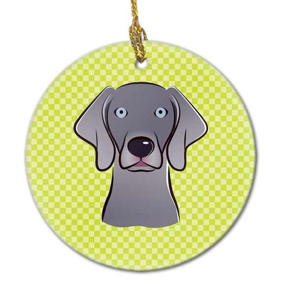 Carolines Treasures BB1293CO1 Checkerboard Lime Green Weimaraner Ceramic Ornament  3 in multicolor