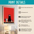 thumbnail image 3 of Black Cat Coffee Poster, Red Kitchen Wall Art, Funny Minimalist Cat Print, Moka, Matte Canvas Stretched, Posters for Room Bedroom Living Room Bathroom Wall Decor, Posters & Art Prints, Gift., 3 of 7