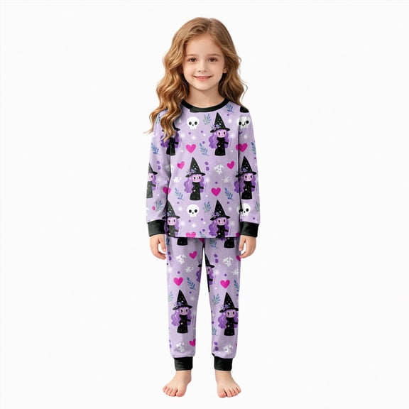 Gerichy Halloween Pajamas Little Boy Girls Crew Neck Cute Print Pajama Sets Long Sleeve Lovely Sleepwear 2 Piece Pjs Multiple Cartoon Jammies Pajama 2T-9T