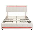 thumbnail image 4 of Upholstered Bed Frame with LED Light, 4 Drawers, Type C USB Ports and Headboard, Full Size, 4 of 8