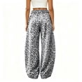 thumbnail image 5 of Women Leopard Sweatpants Baggy Wide Leg Pants Fall Y2K Lounge Sweat Pants with Pockets,Straight Leg, Pull on, Gym,Gray,XL, 5 of 10