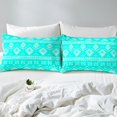 thumbnail image 4 of Erosebridal Bohemian Aztec Sheet Set King, Tribal Geometric Pattern Bedding Sets King Size, Cyan Blue 4 Pieces, 4 of 7