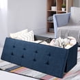 thumbnail image 2 of Costway Otomana en tejido plegable, caja con divisor, banco con capacidad 120 L, reposapiés asiento acolchado banco para zapatos para salón dormitorio pasillo entrada, 2 of 7