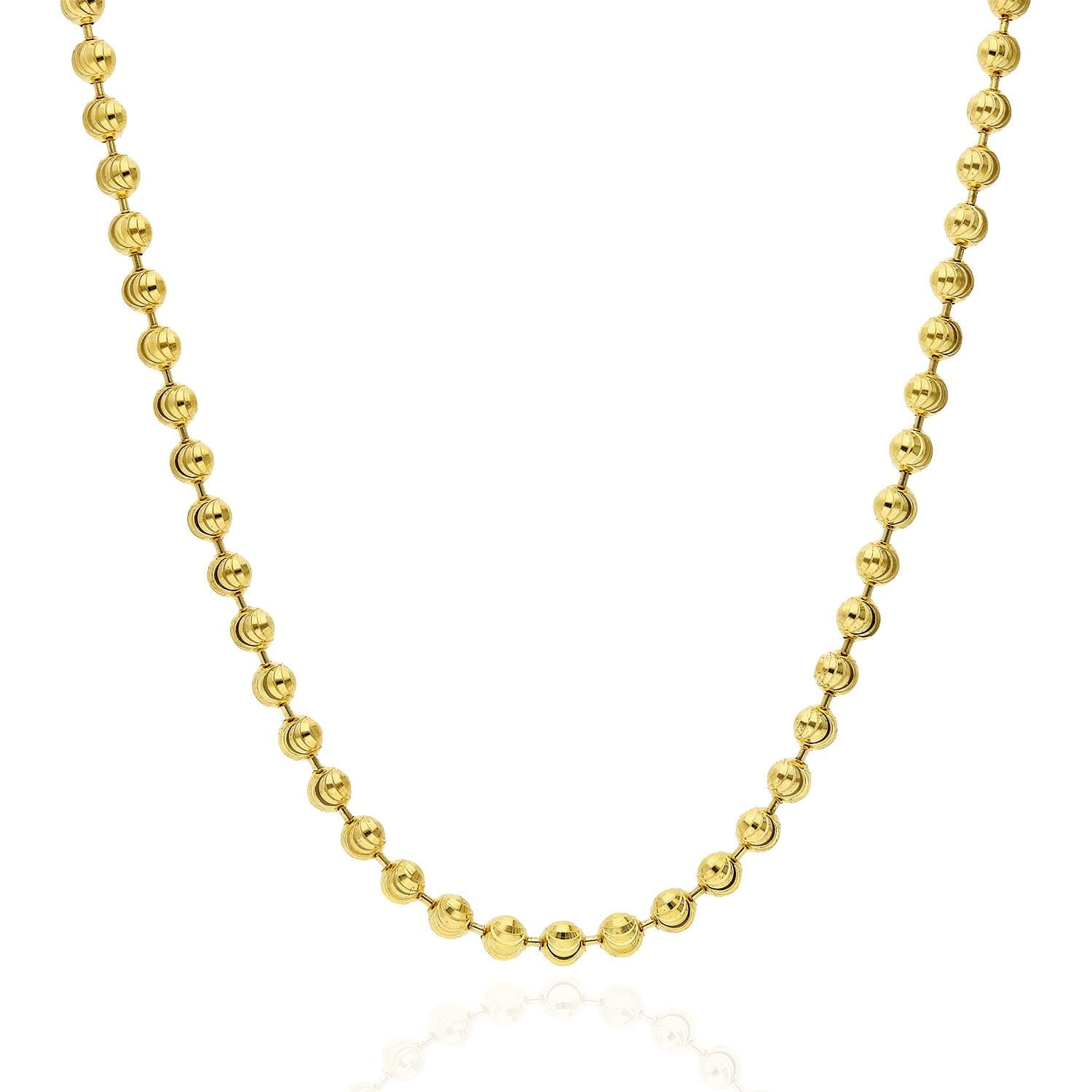 Yellow Gold Over Sterling Silver 4mm Ball Bead Moon Cut Chain Necklace ...