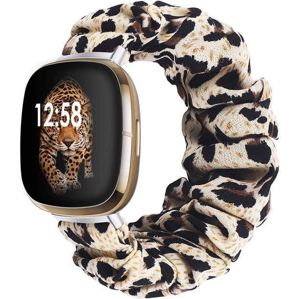 Correa compatible con Fitbit Sense/Versa 3 accesorio de correa con estampado elástico correa retráctil de repuesto para reloj inteligente Sense/Versa 3S - 5.3"-6.7"、Leopardo Fokelyi CZDZ-HY194-5