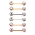 thumbnail image 4 of Paire de Barres de Mamelon avec Bord avant Transparent CZ, 4 of 5