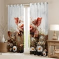 thumbnail image 2 of Homewish 3D Farm Pig Black Out Curtains for Kids, Vibrant Groovy Flower Floral Curtains Pack of 2 (42x63 Each), Western Lake House Bedroom Curtains, Black Out Curtains Decor, 2 of 6