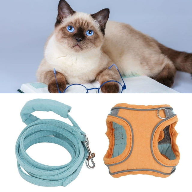 Cat Harness Leash, Colorblock Pet Night Reflective Chest Harness Adjustable Cat Walking Jackets Cat Walking Chain For Cat Daily Walking Jogging Training