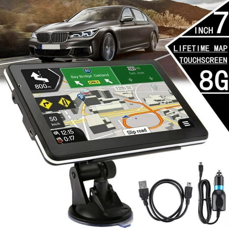 GPS Navigator for Car with 7 Inch HD Touch Screen, Supernarrow Bezel Design,Multimedia SAT NAV Voice Prompt +USB Cable+Car Charger+ Free US