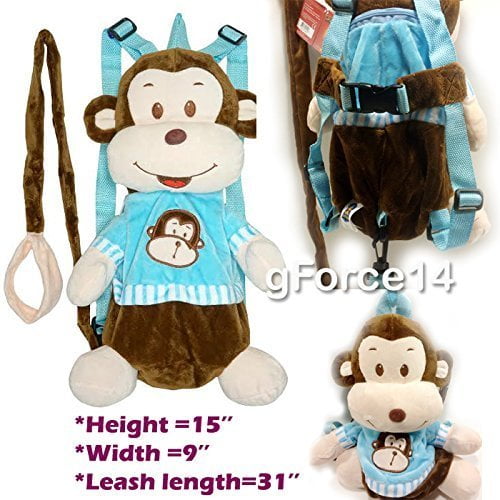 Calplush - Calplush 14 Cute Animal Backpack Pals With Leash Bag Monkey Plush Backpack - Walmart