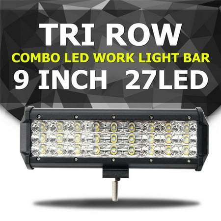 9 inch LED Light Bar Tri-row 27 LED DC10-30V 135W 6885LM 6000K Spot Flood Combo Beam LED Work Lamps Chips Waterproof For Offroad 4x4 Jeep Truck ATV SUV 4WD Pickup