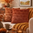 thumbnail image 4 of decorUhome Fall Throw Pillow Covers 18x18 Pack of 2, Soft Plush Faux Wool Couch Pillow Covers, Rust Pumpkin (Pillow Cover Only, No Inserts Included), 4 of 7