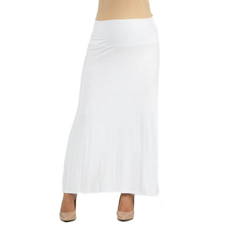 

24seven Comfort Apparel Womens Elastic Waist Solid Color Maternity Maxi Skirt M011510 Made in USA