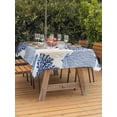 thumbnail image 3 of Outdoor Tablecloth with Umbrella Hole for Patio/Picnic/Party/Camping, Blue Beige Coastal Waterproof Table Cloth Rectangle Table Cover Washable, Summer Coral Beach Nautical (60"x 84"), 3 of 9
